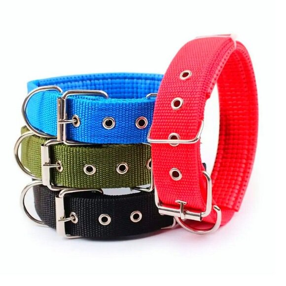 Nikalos XL Blue Standard Nylon Comfort Strip D Ring Metal Buckle Dog Collar - Picture 3 of 9